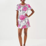 Olive Beaded Stretch Shift Dress