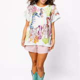 Light Blue Multi Coral & Seahorse Tee