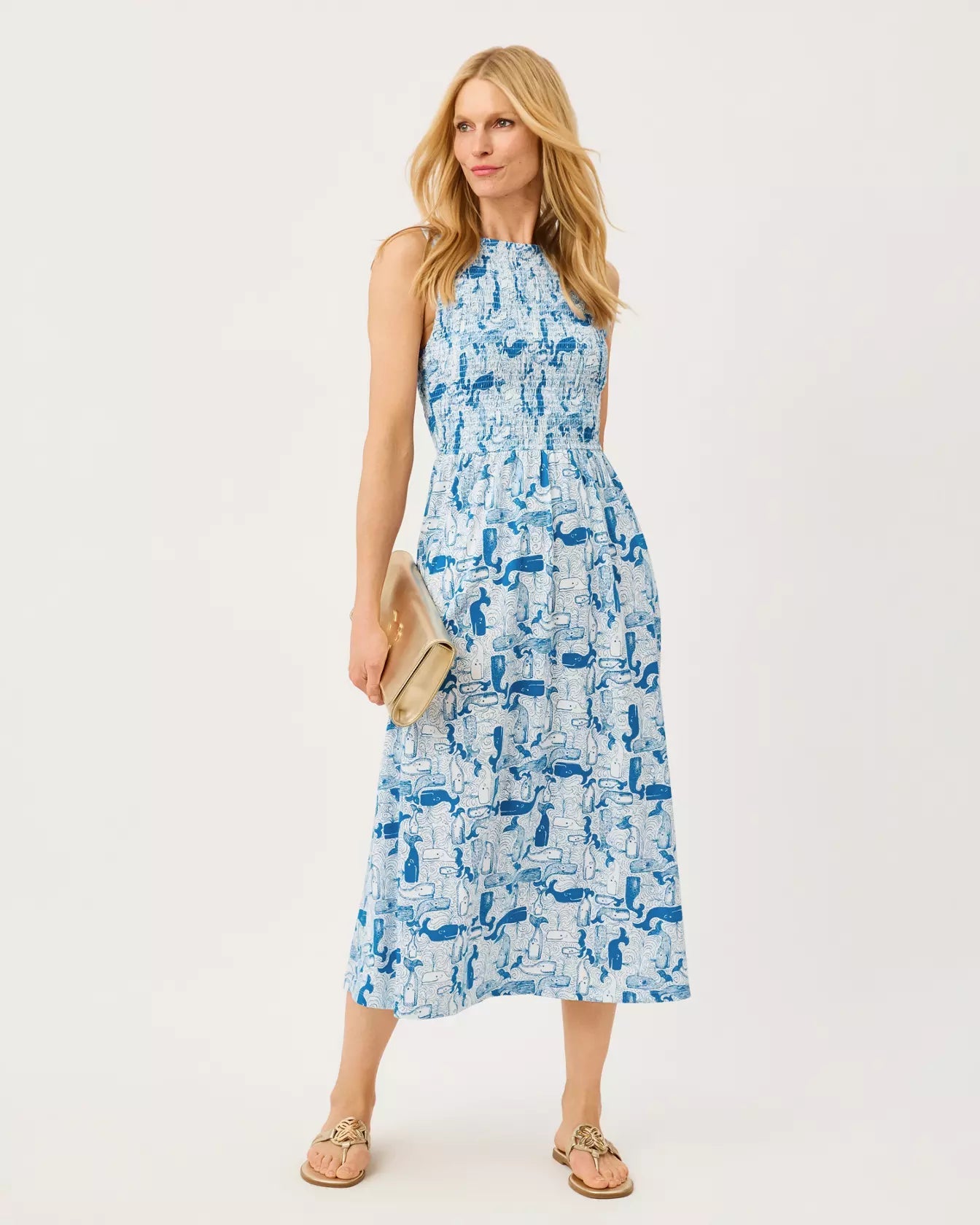 Finnley Smocked Midi DressWomen - Dresses - Fit & FlareLILLY PULITZERThe Printed Peach Savannah