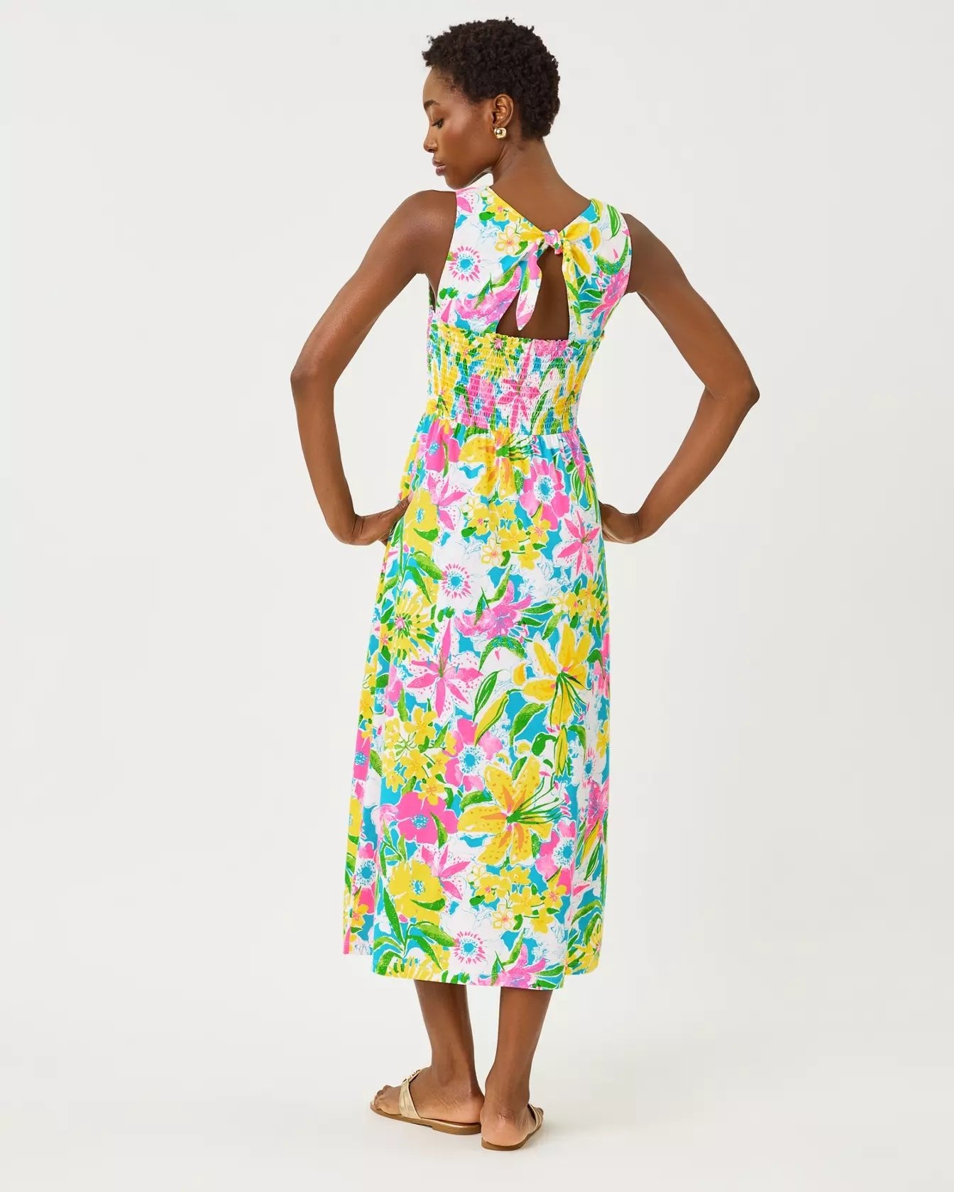 Finnley Smocked Midi DressDresses-Fit & Flare DressesLILLY PULITZERThe Printed Peach Savannah