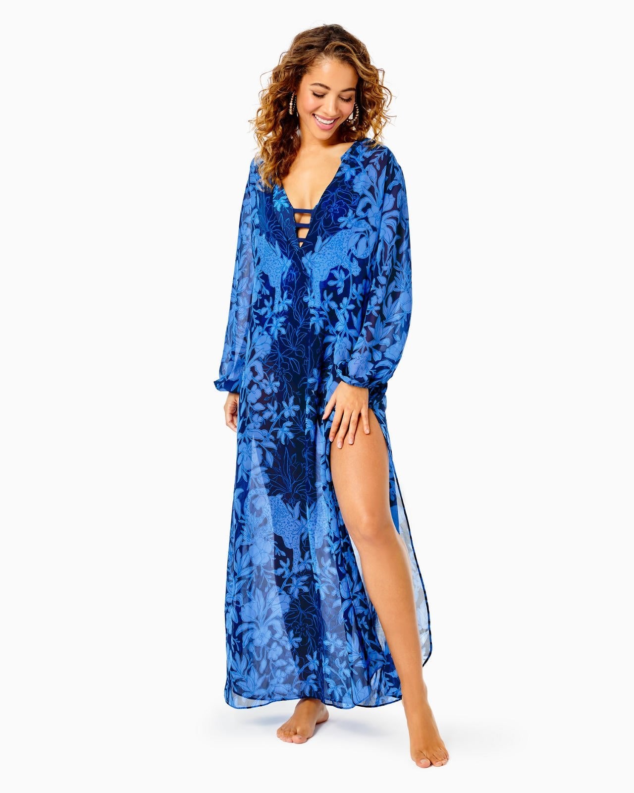 Frey Long-Sleeved Maxi CoverupWomen - Swim - Cover UpsLILLY PULITZERThe Printed Peach Savannah