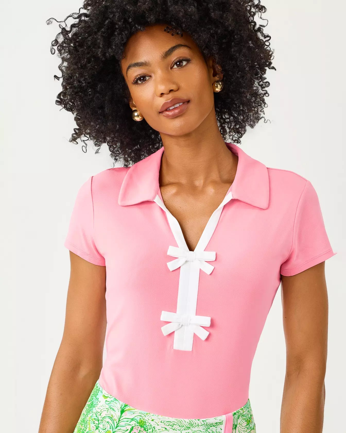 Frida Bow Polo UPF 50+Women - Active - Active Tops - PolosLILLY PULITZERThe Printed Peach Savannah