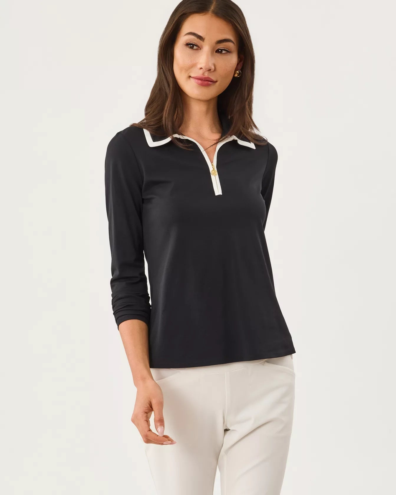 Frida Half Zip Long Sleeve Polo UPF 50+Women - Active - Active Tops - PolosLILLY PULITZERThe Printed Peach Savannah