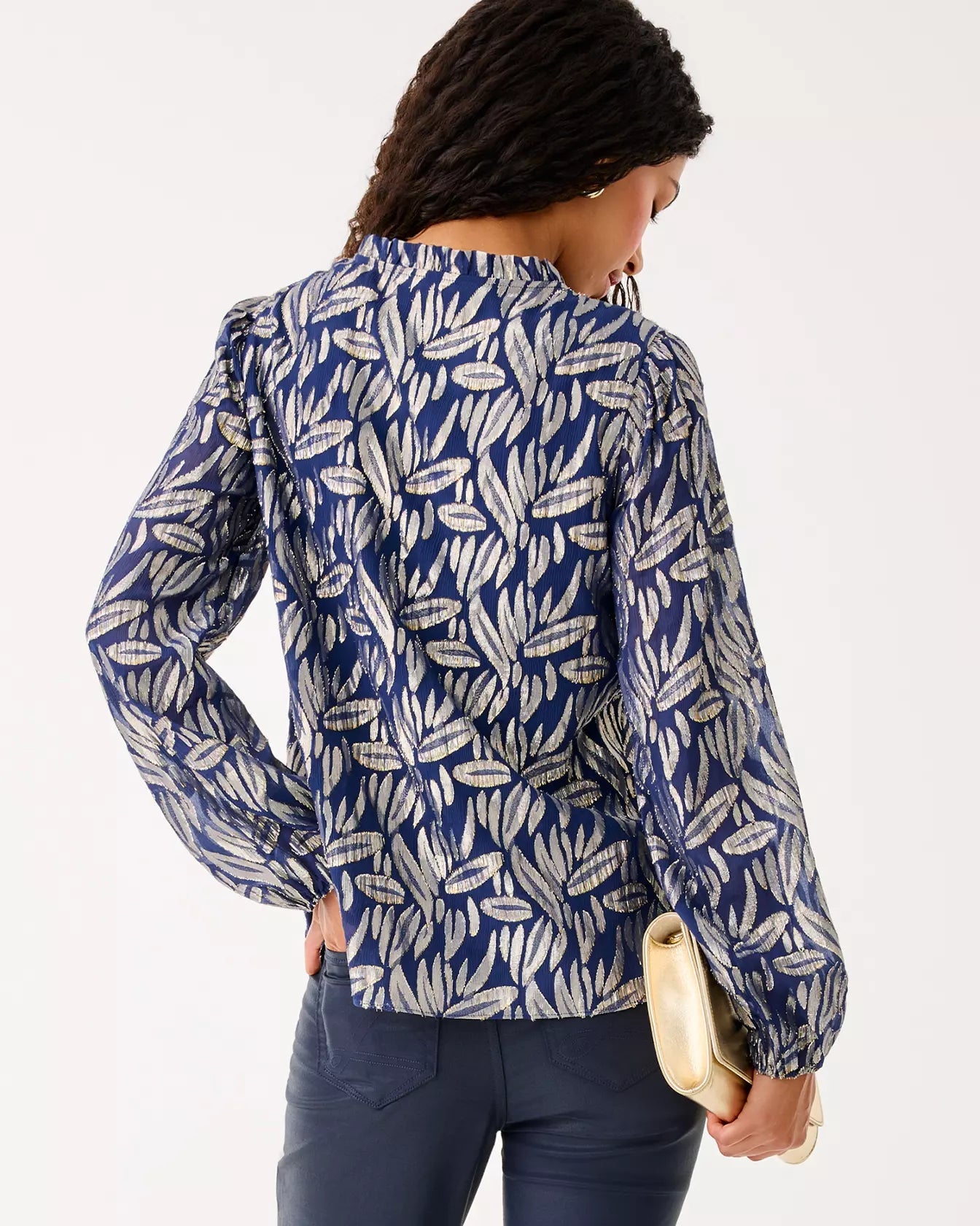 Giana Long Sleeve Silk TopWomen - Tops - BlousesLILLY PULITZERThe Printed Peach Savannah