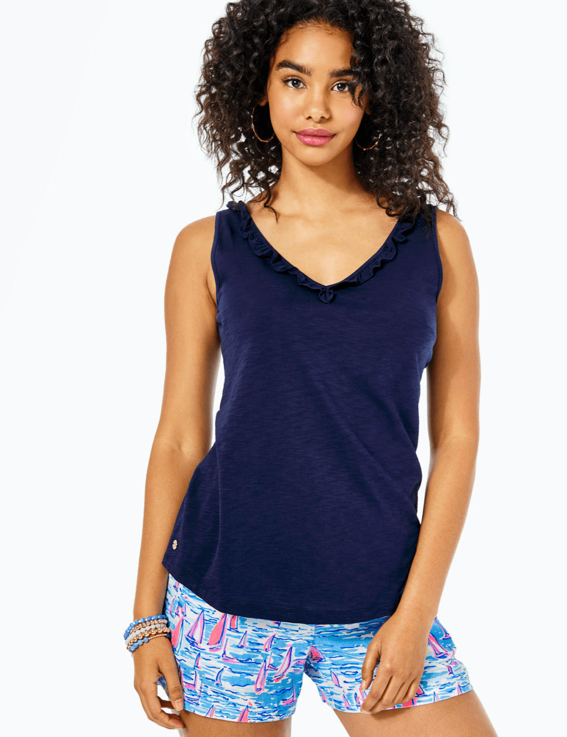 Gigi Ruffle Tank TopWomen - Tops - TanksLILLY PULITZERThe Printed Peach Savannah