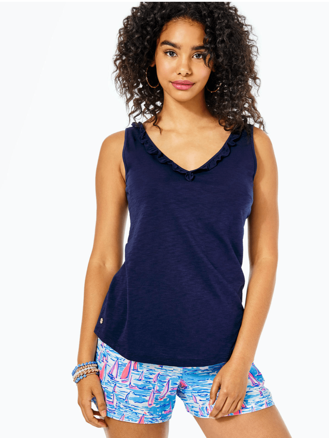 Gigi Ruffle Tank TopWomen - Tops - TanksLILLY PULITZERThe Printed Peach Savannah