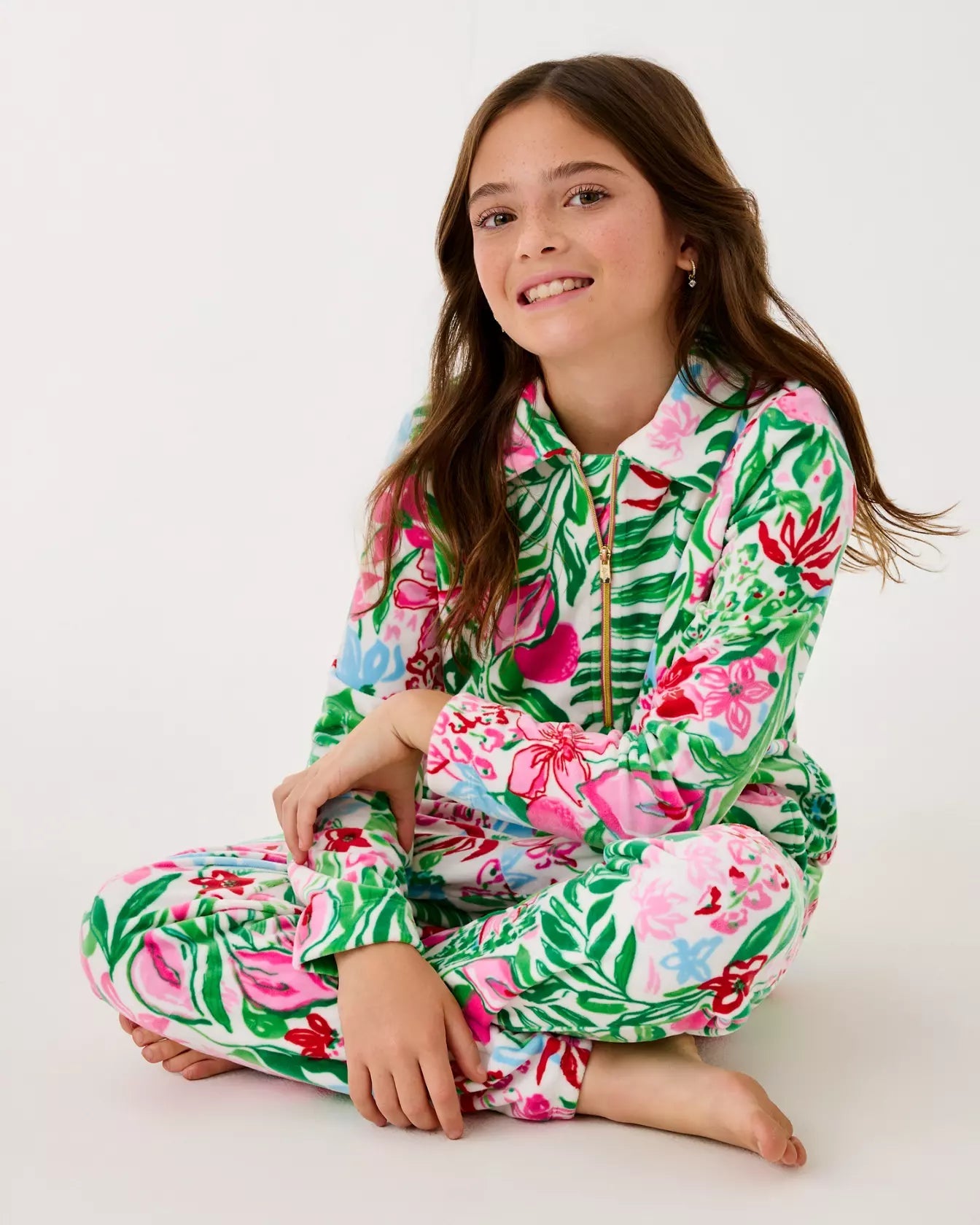 Girls Mini Eleni Velour PulloverGirls - Tops & Bottoms - TopsLILLY PULITZERThe Printed Peach Savannah