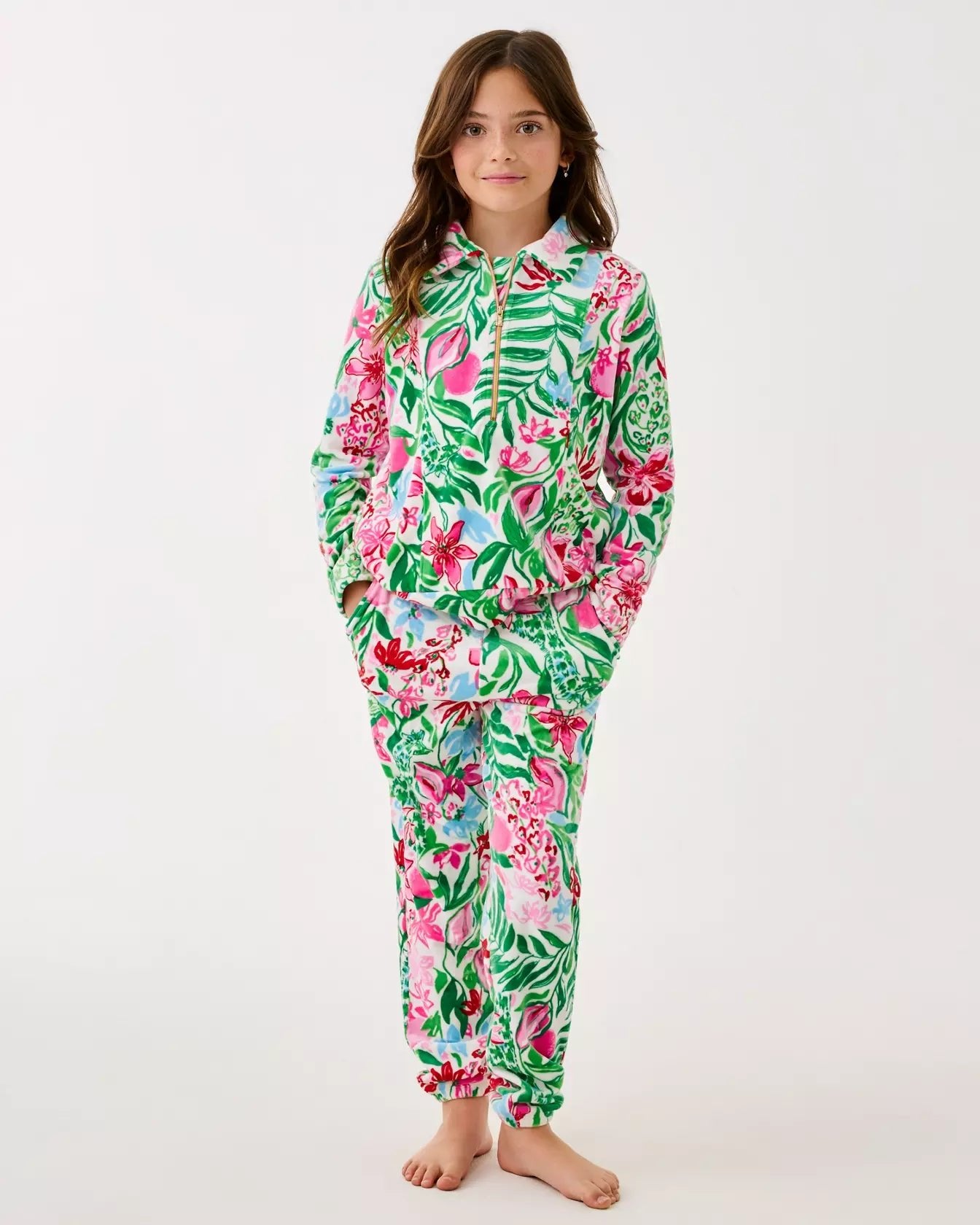 Girls Mini Eleni Velour PulloverGirls - Tops & Bottoms - TopsLILLY PULITZERThe Printed Peach Savannah