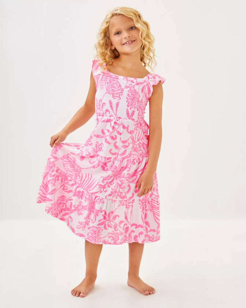 Girls Mini Jilly Midi DressHeartland Retail ItemsLILLY PULITZERThe Printed Peach Savannah