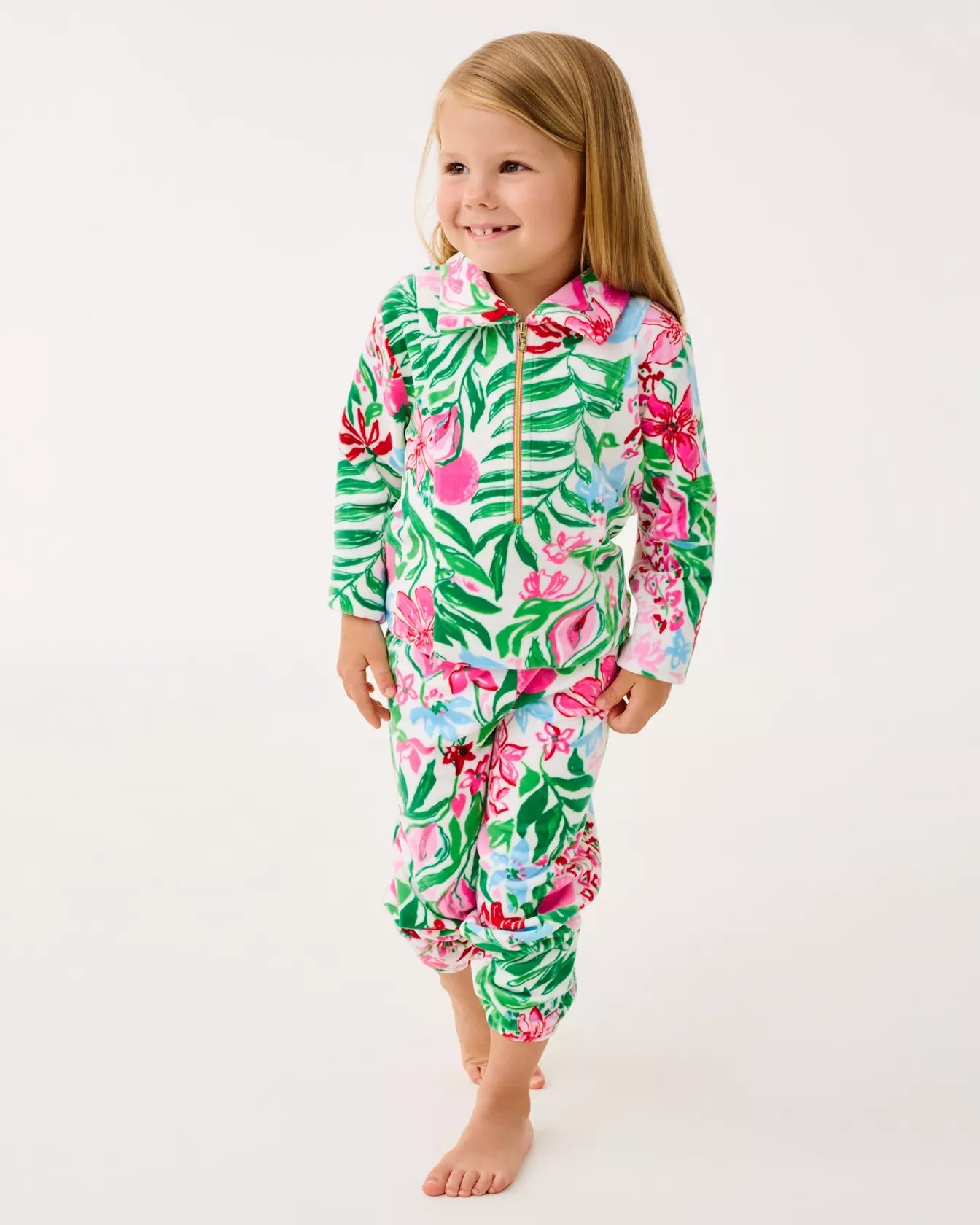 Girls Mini Mallie Velour PantGirls - Tops & Bottoms - BottomsLILLY PULITZERThe Printed Peach Savannah