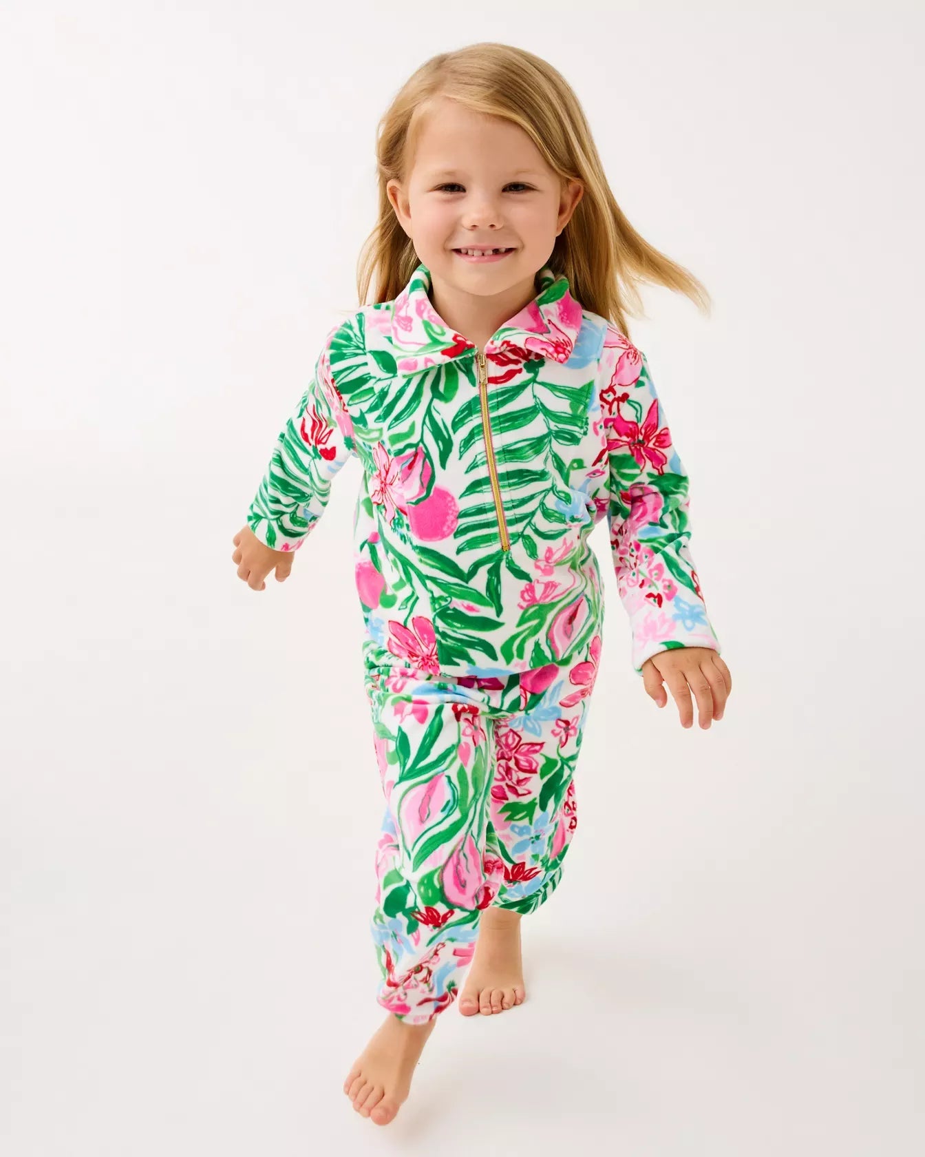 Girls Mini Mallie Velour PantGirls - Tops & Bottoms - BottomsLILLY PULITZERThe Printed Peach Savannah