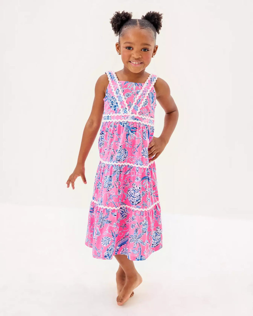 Girls Mini Pollie Midi DressHeartland Retail ItemsLILLY PULITZERThe Printed Peach Savannah