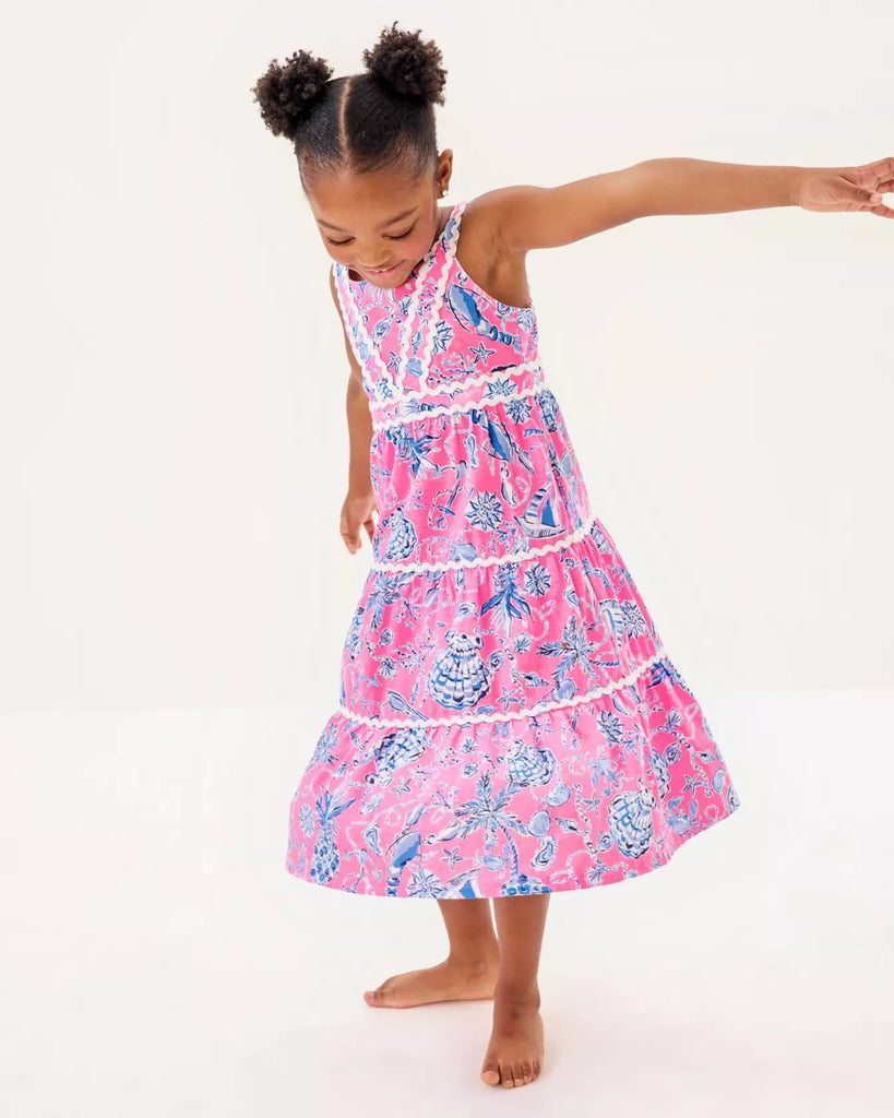 Girls Mini Pollie Midi DressHeartland Retail ItemsLILLY PULITZERThe Printed Peach Savannah