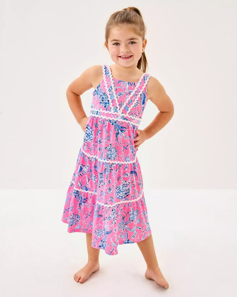 Girls Mini Pollie Midi DressHeartland Retail ItemsLILLY PULITZERThe Printed Peach Savannah