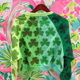 Green Cotton Colorblock Rhinestone Shamrock SweatshirtQueen of SparklesThe Printed Peach Savannah