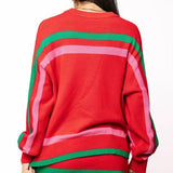 Green & Pink 'Sleigh Queen' Stripe SweaterWomen - Tops - Sweaters & Cardigans - Pullover SweatersQueen of SparklesThe Printed Peach Savannah