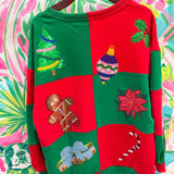Green & Red Checkered Christmas Icons SweatshirtQueen of SparklesThe Printed Peach Savannah