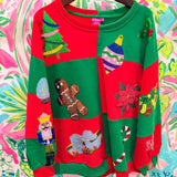 Green & Red Checkered Christmas Icons SweatshirtQueen of SparklesThe Printed Peach Savannah