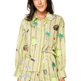 Green Striped Travel Icon ShortWomen - Bottoms - ShortsQueen of SparklesThe Printed Peach Savannah