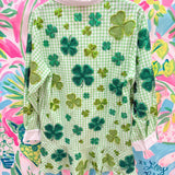 Green & White Plaid Rhinestone Shamrock Collar Cotton DressQueen of SparklesThe Printed Peach Savannah