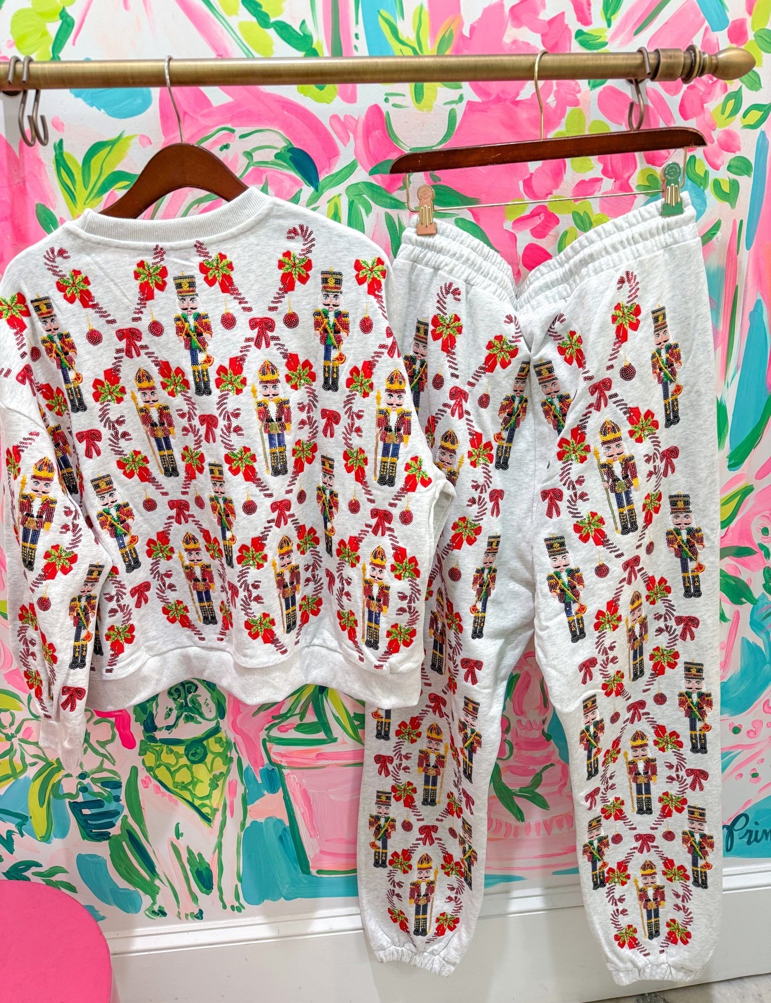 Grey Nutcracker & Candy Cane PantQueen of SparklesThe Printed Peach Savannah