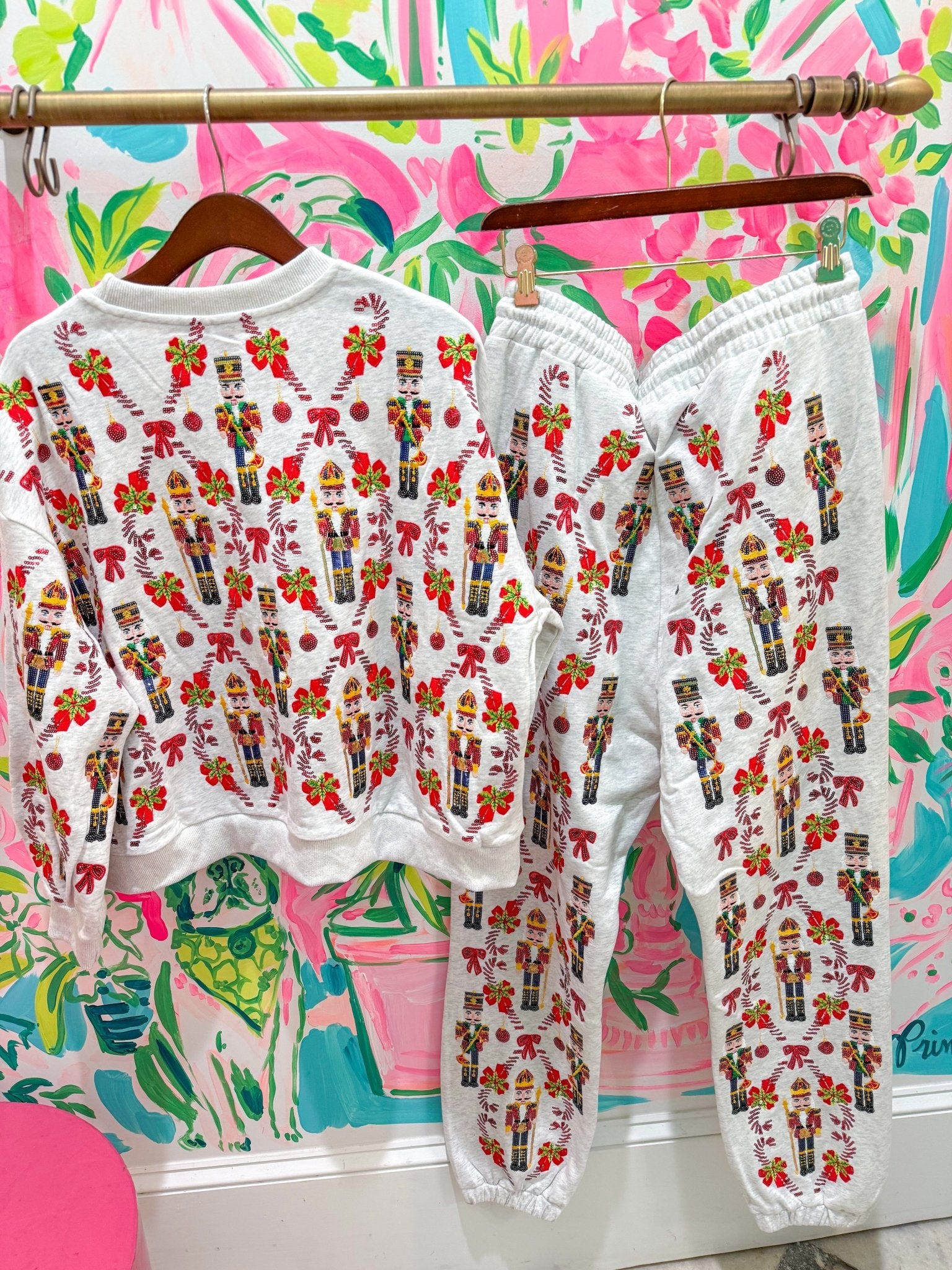 Grey Nutcracker & Candy Cane PantQueen of SparklesThe Printed Peach Savannah