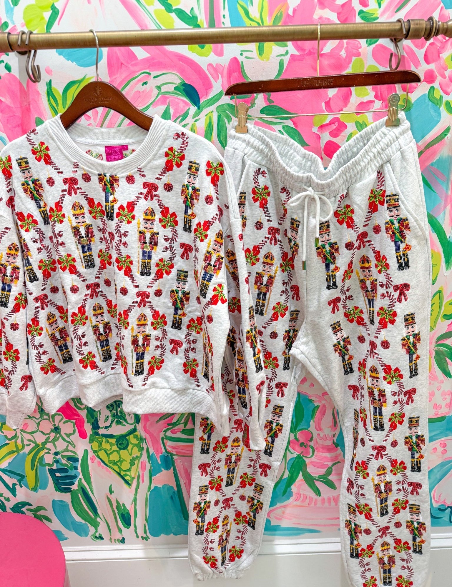 Grey Nutcracker & Candy Cane PantQueen of SparklesThe Printed Peach Savannah