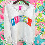 Grey Polka Dot 'Queen' SweatshirtQueen of SparklesThe Printed Peach Savannah