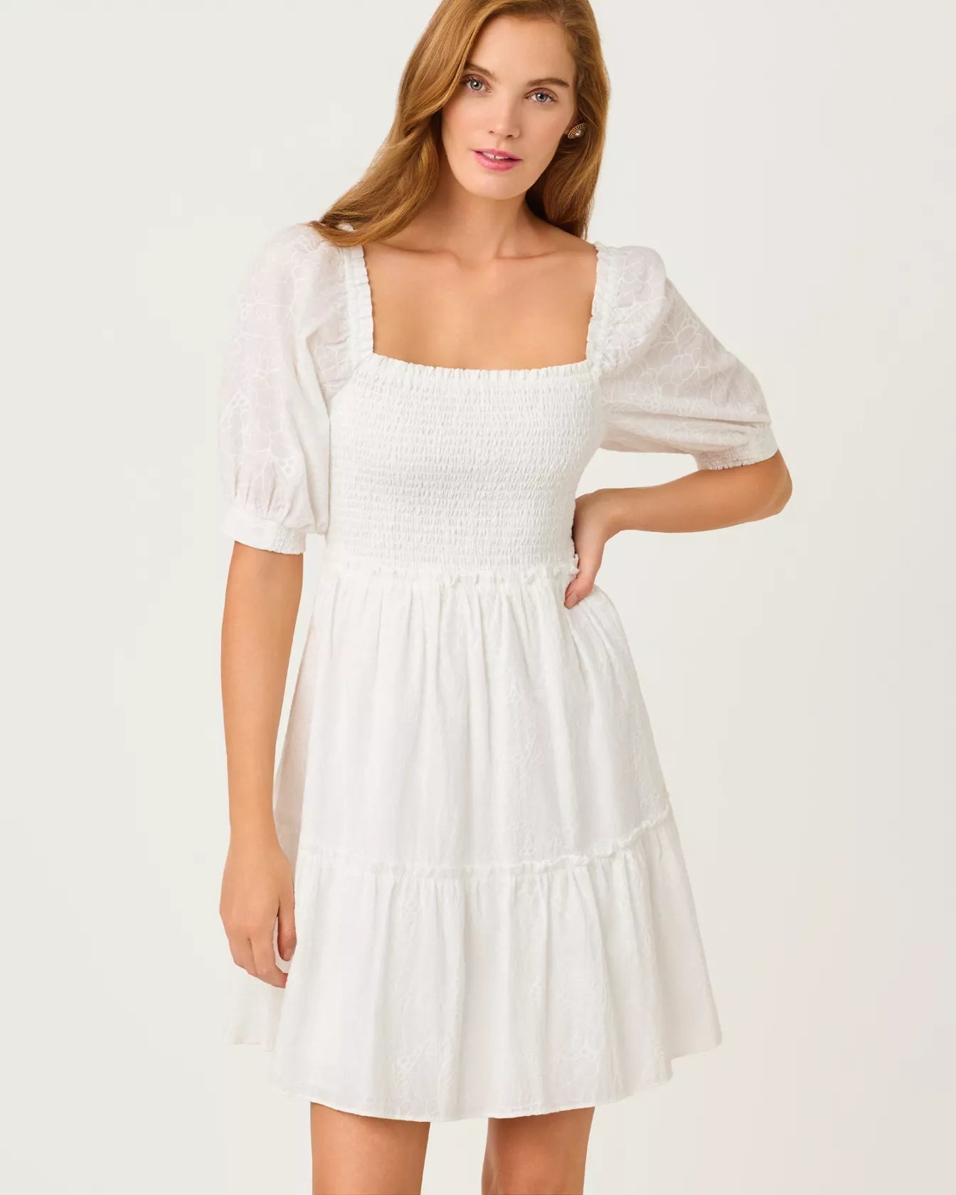 Hadly Short Sleeve Smocked DressLILLY PULITZERThe Printed Peach Savannah