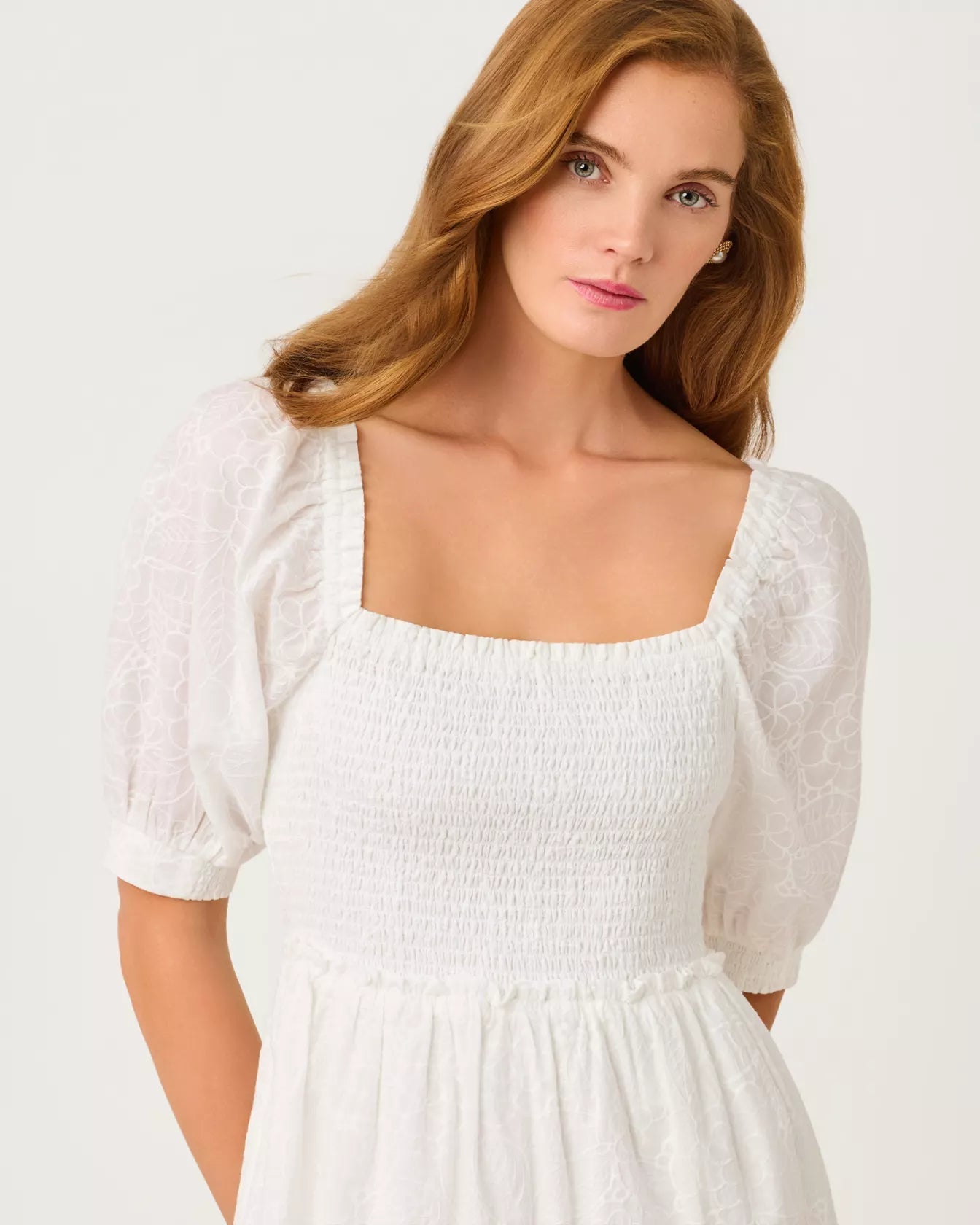 Hadly Short Sleeve Smocked DressLILLY PULITZERThe Printed Peach Savannah