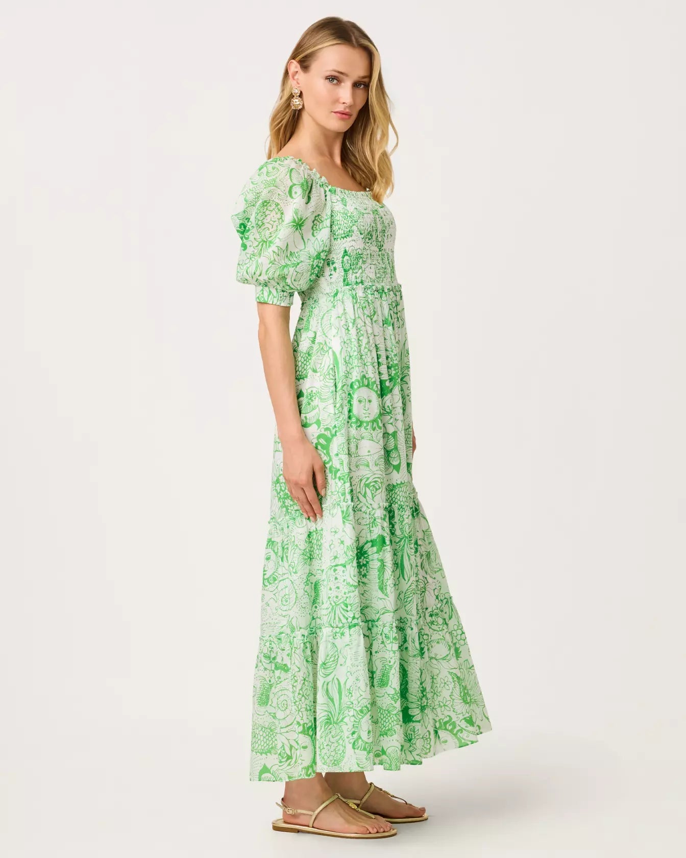 Hadly Short Sleeve Smocked Maxi DressWomen - Dresses - Fit & Flare DressesLILLY PULITZERThe Printed Peach Savannah