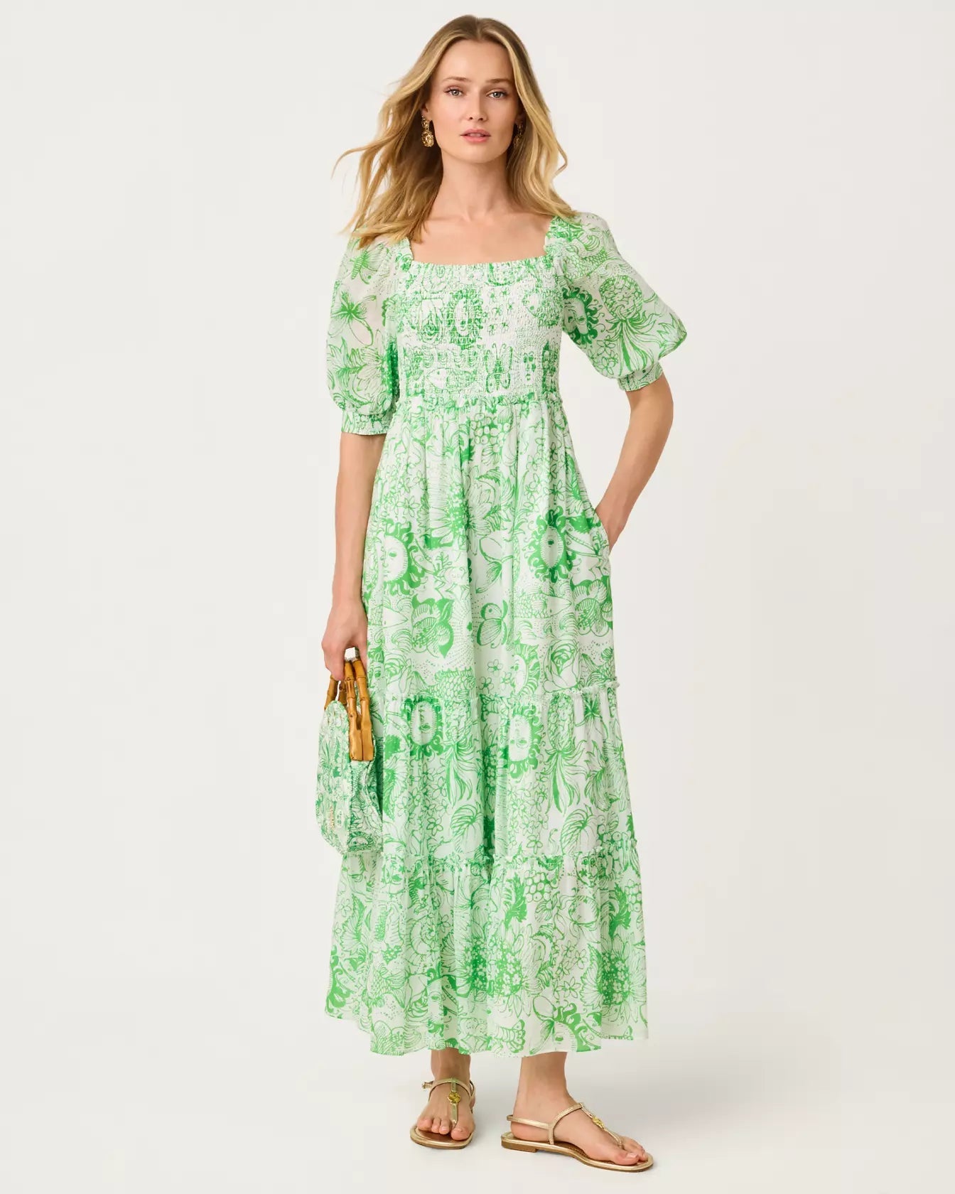 Hadly Short Sleeve Smocked Maxi DressWomen - Dresses - Fit & Flare DressesLILLY PULITZERThe Printed Peach Savannah