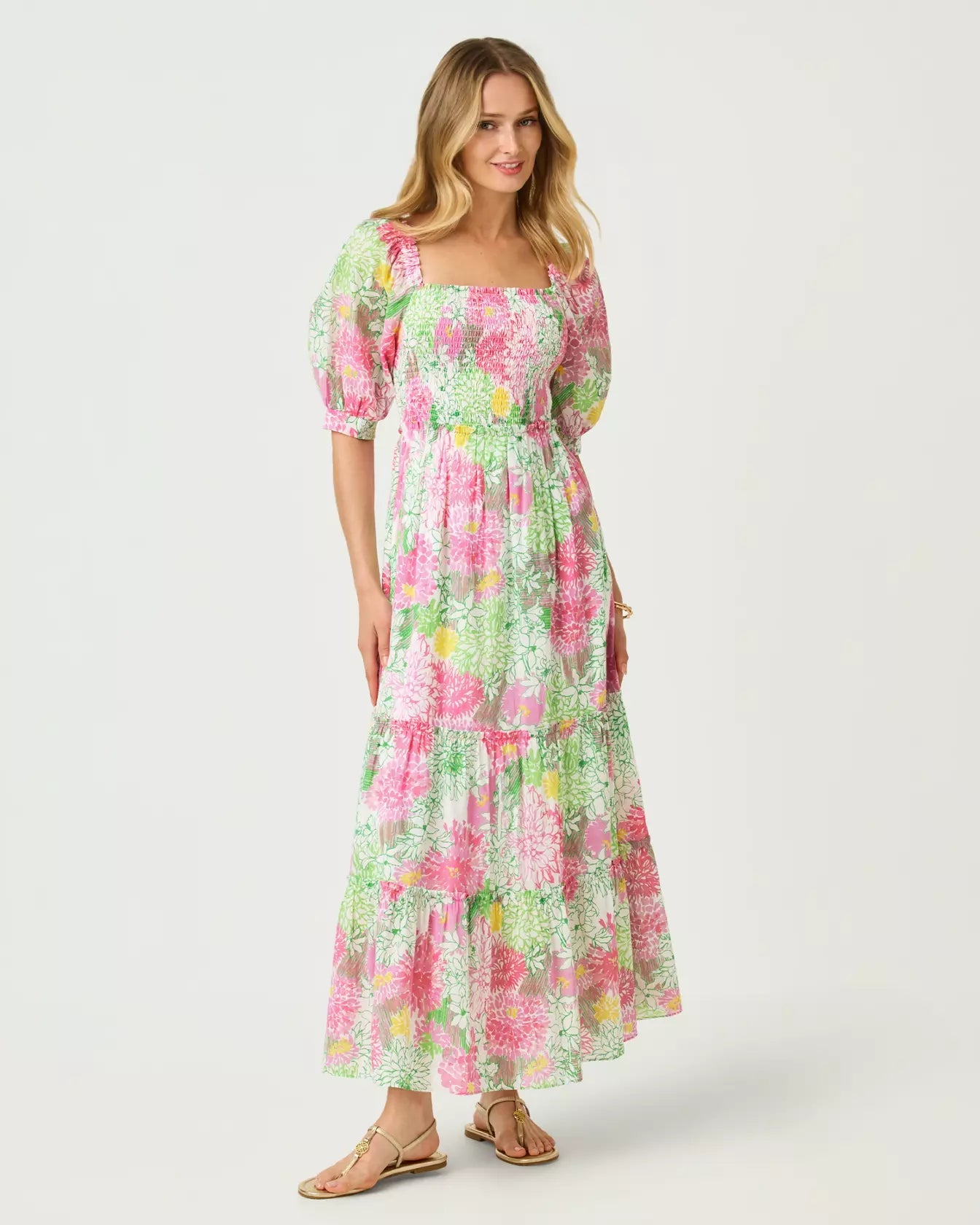 Hadly Short Sleeve Smocked Maxi DressDresses - Fit & Flare DressesLILLY PULITZERThe Printed Peach Savannah
