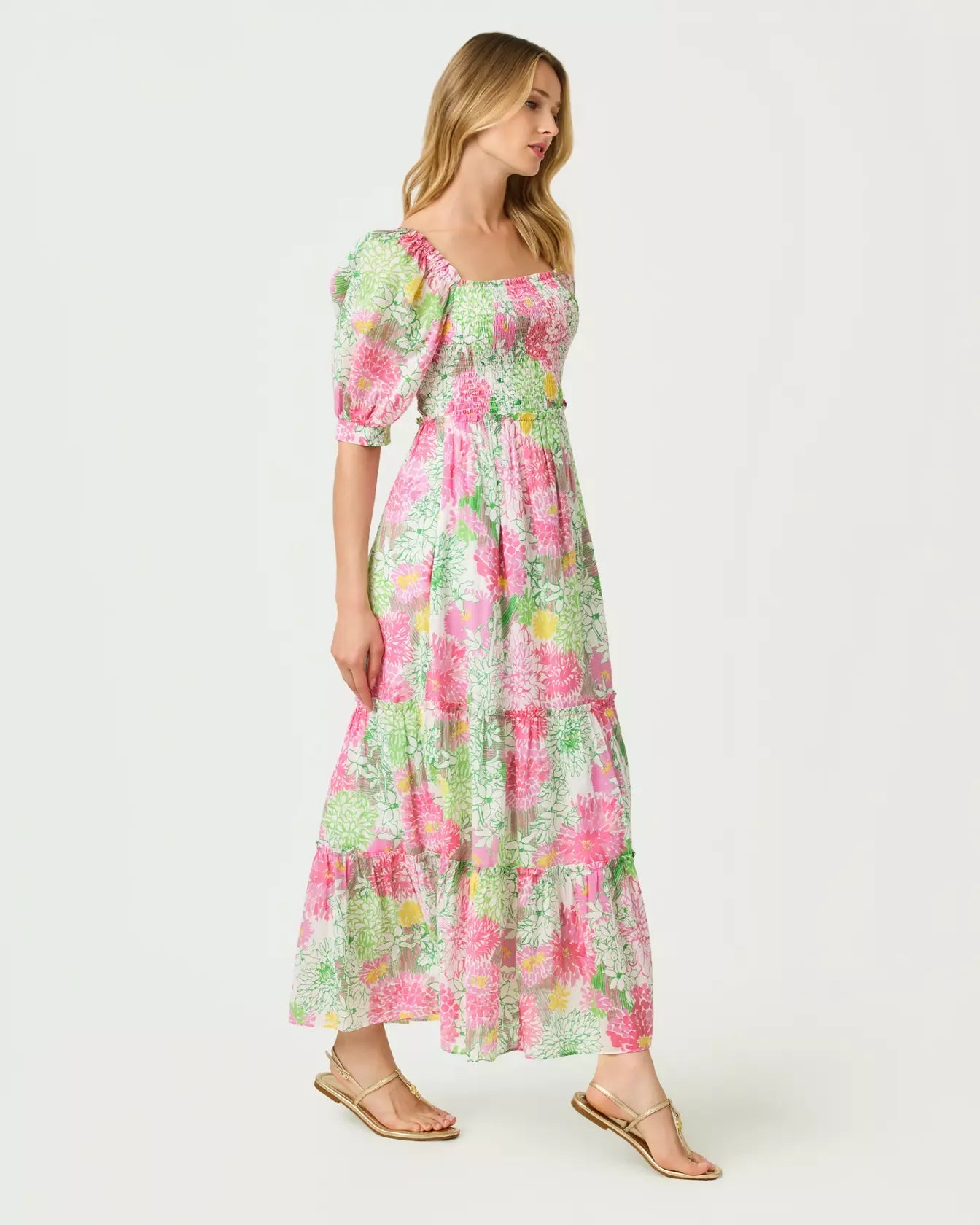 Hadly Short Sleeve Smocked Maxi DressDresses - Fit & Flare DressesLILLY PULITZERThe Printed Peach Savannah