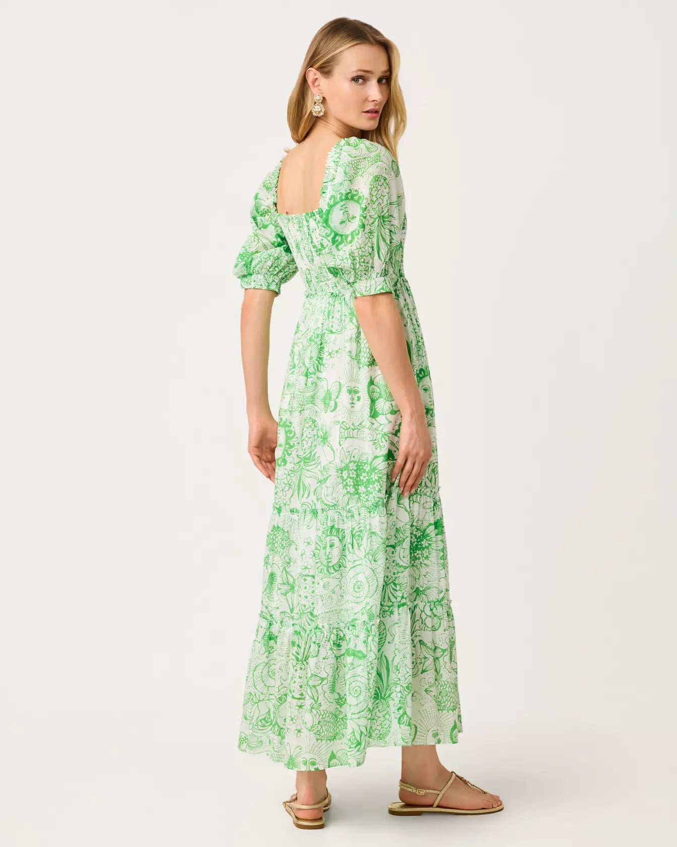 Hadly Short Sleeve Smocked Maxi DressWomen - Dresses - Fit & Flare DressesLILLY PULITZERThe Printed Peach Savannah