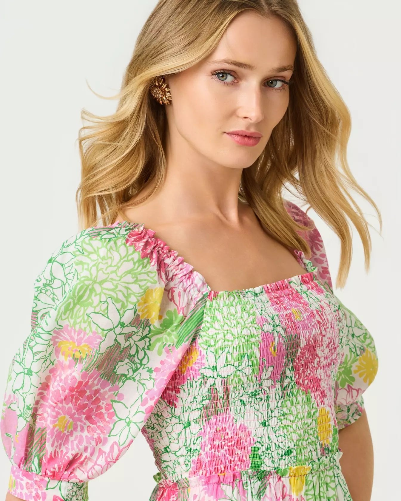 Hadly Short Sleeve Smocked Maxi DressDresses - Fit & Flare DressesLILLY PULITZERThe Printed Peach Savannah