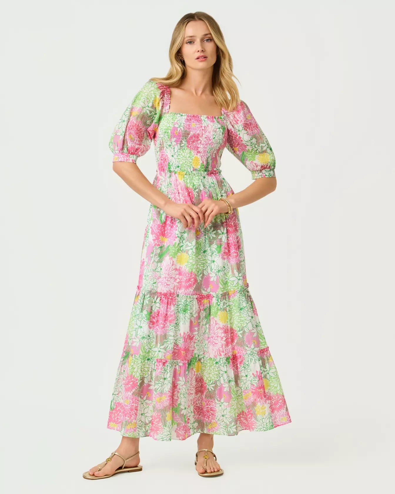 Hadly Short Sleeve Smocked Maxi DressDresses - Fit & Flare DressesLILLY PULITZERThe Printed Peach Savannah