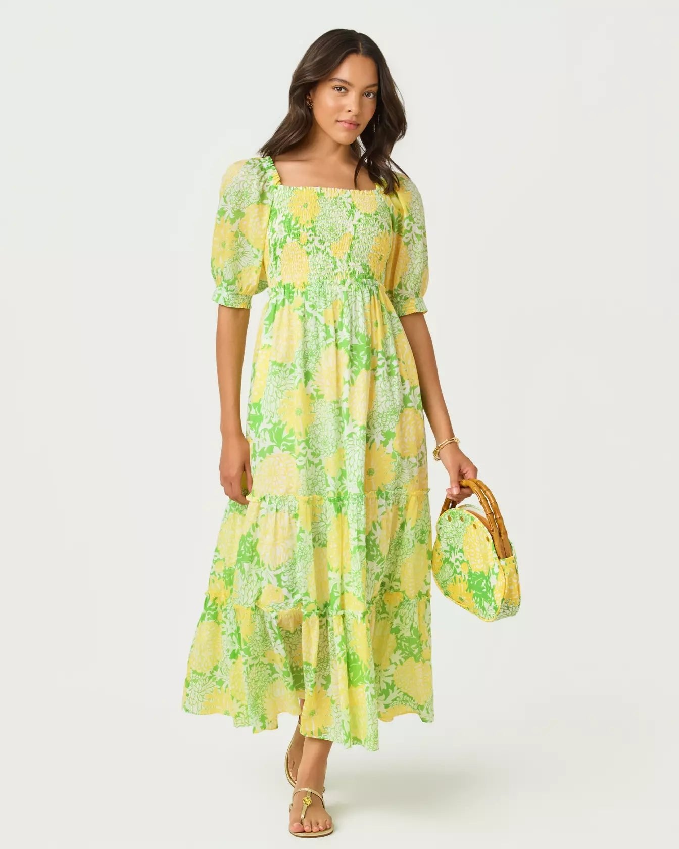 Hadly Short Sleeve Smocked Maxi DressDresses - Fit & Flare DressesLILLY PULITZERThe Printed Peach Savannah