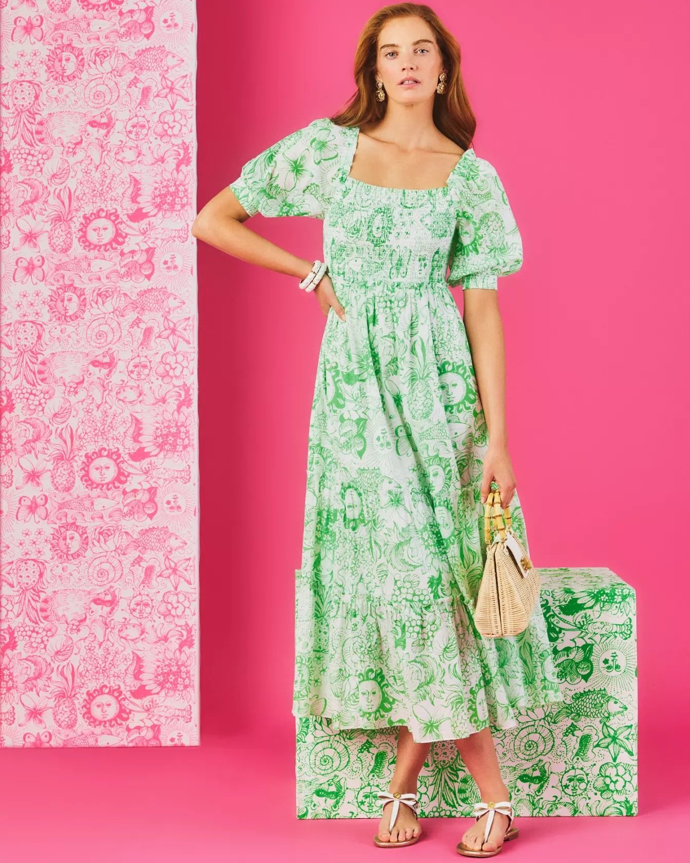 Hadly Short Sleeve Smocked Maxi DressWomen - Dresses - Fit & Flare DressesLILLY PULITZERThe Printed Peach Savannah
