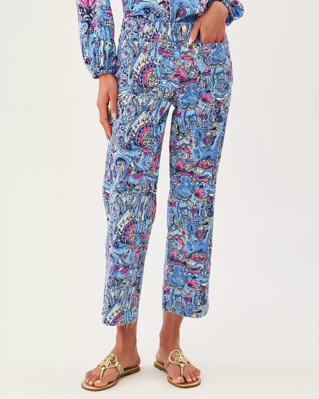 Harleen High Rise Crop JeanLILLY PULITZERThe Printed Peach Savannah