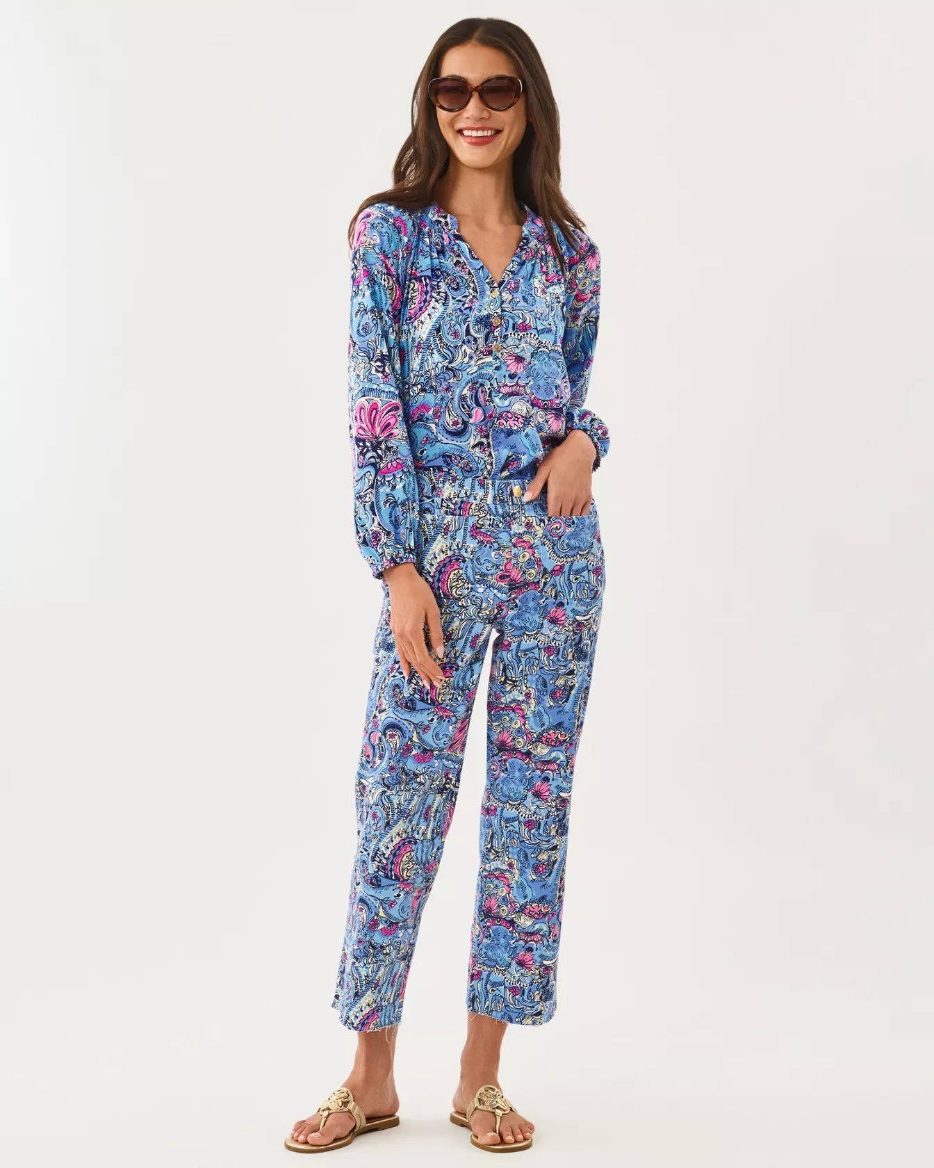 Harleen High Rise Crop JeanLILLY PULITZERThe Printed Peach Savannah