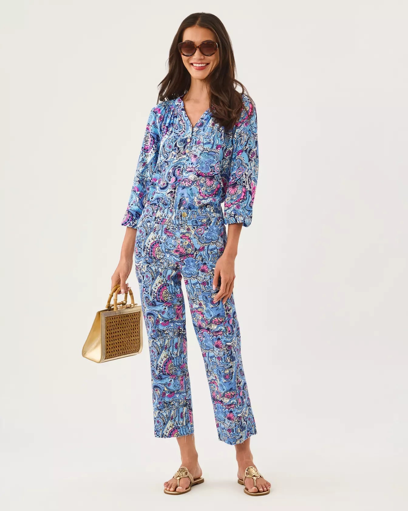 Harleen High Rise Crop JeanLILLY PULITZERThe Printed Peach Savannah
