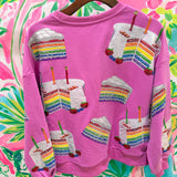 Hot Pink Birthday Cake SweatshirtQueen of SparklesThe Printed Peach Savannah