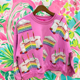 Hot Pink Birthday Cake SweatshirtQueen of SparklesThe Printed Peach Savannah