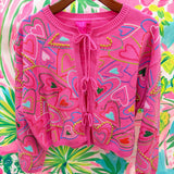 Hot Pink Multi Groovy Heart Tie Up SweaterQueen of SparklesThe Printed Peach Savannah