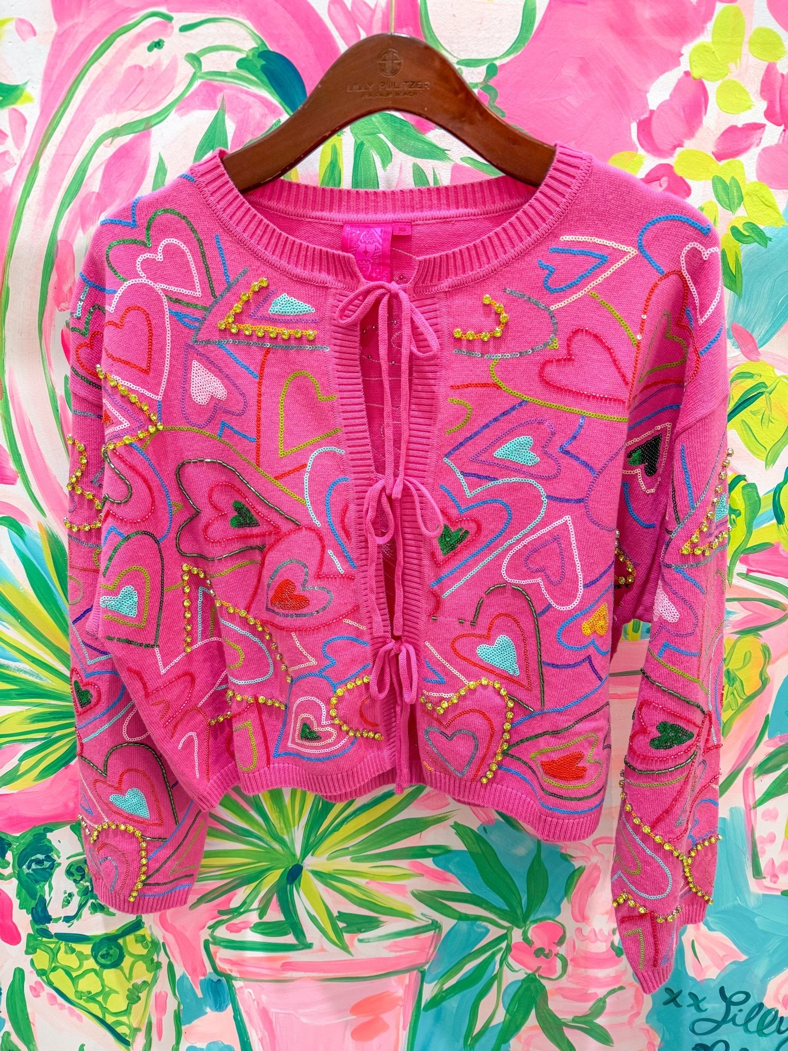 Hot Pink Multi Groovy Heart Tie Up SweaterQueen of SparklesThe Printed Peach Savannah