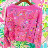 Hot Pink Multi Groovy Heart Tie Up SweaterQueen of SparklesThe Printed Peach Savannah