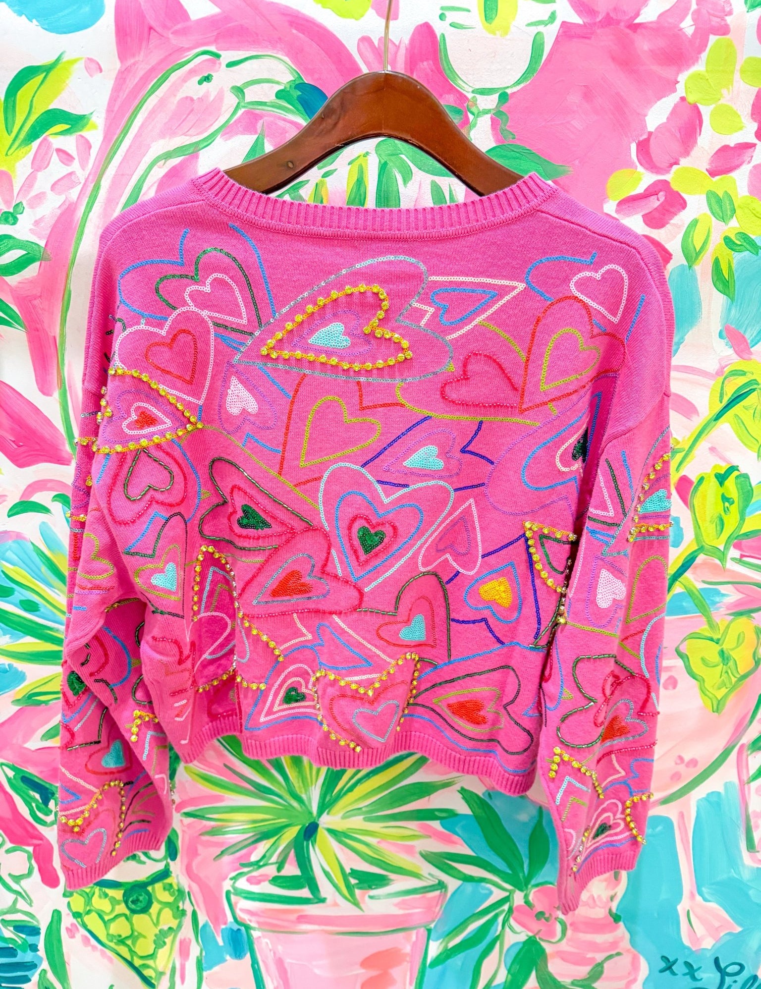 Hot Pink Multi Groovy Heart Tie Up SweaterQueen of SparklesThe Printed Peach Savannah