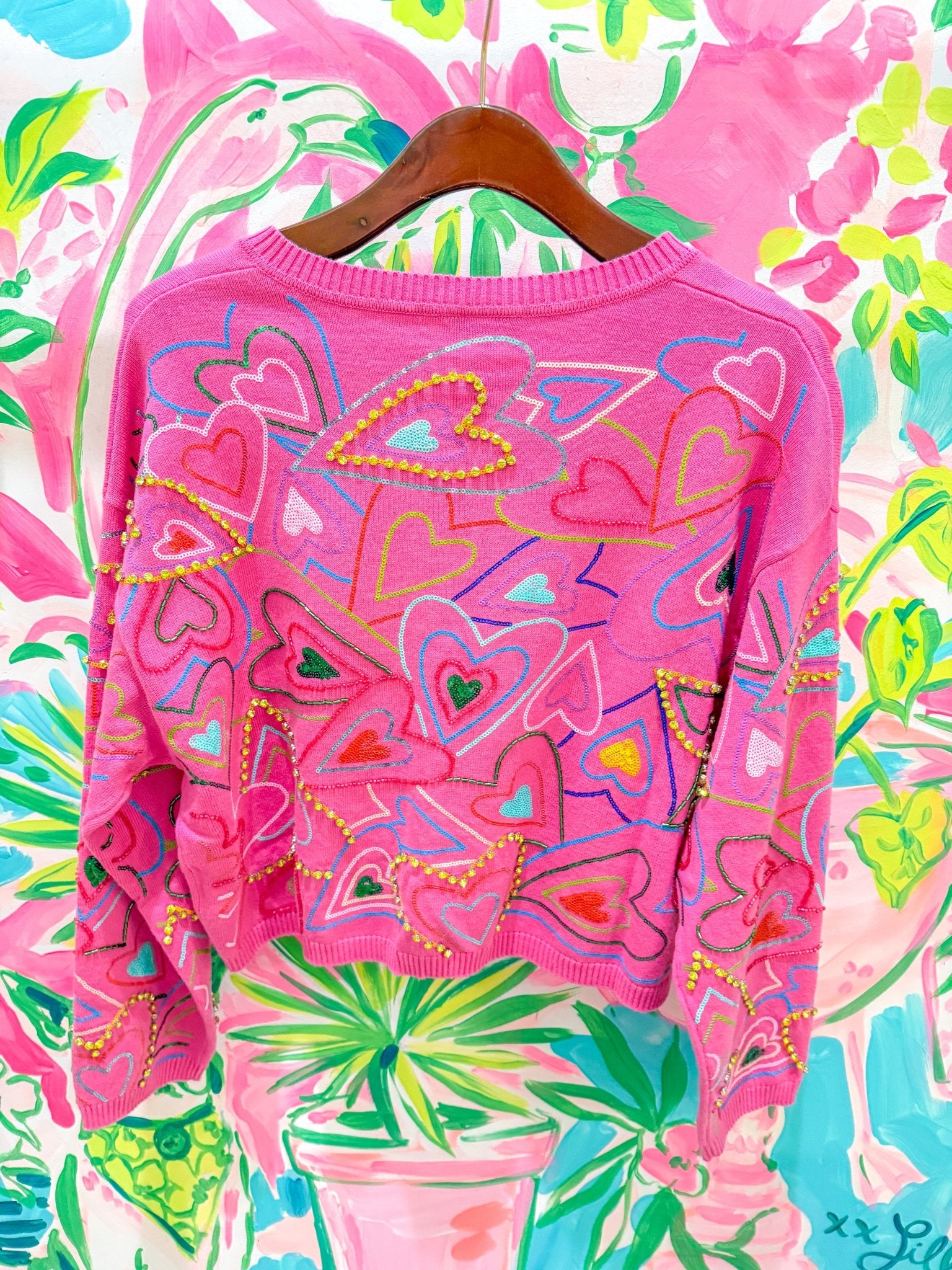 Hot Pink Multi Groovy Heart Tie Up SweaterQueen of SparklesThe Printed Peach Savannah