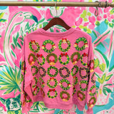 Hot Pink Multi Wreaths SweatshirtQueen of SparklesThe Printed Peach Savannah
